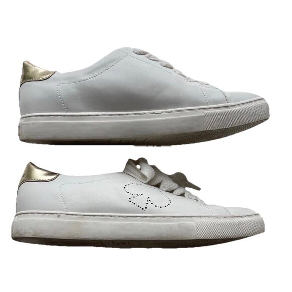 KATE SPADE Angelise White Gold Leather Lace Up Low Top Sneakers Size 8B - Picture 11 of 16